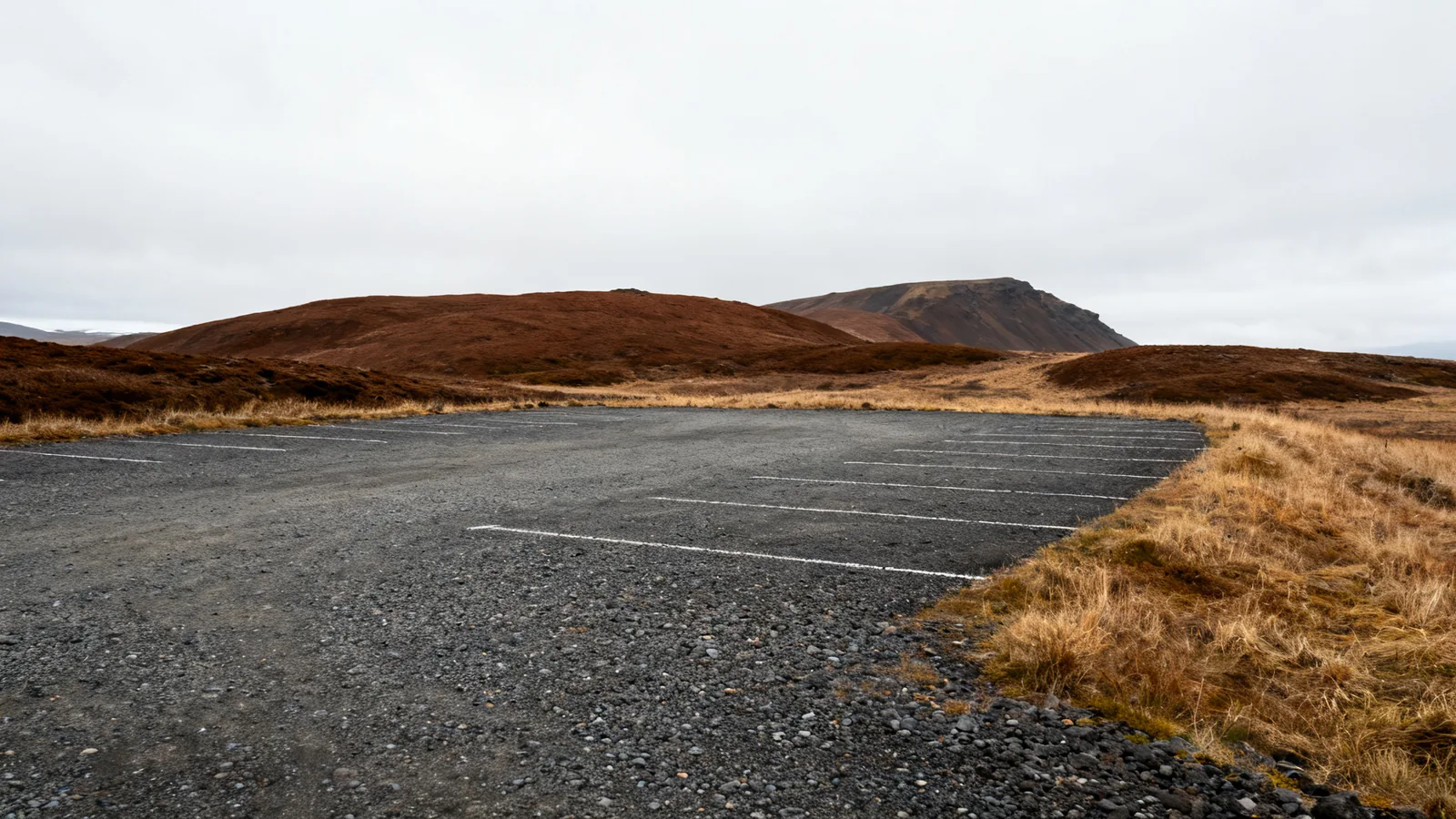 Empty anonymous gravel turnout in rural Iceland